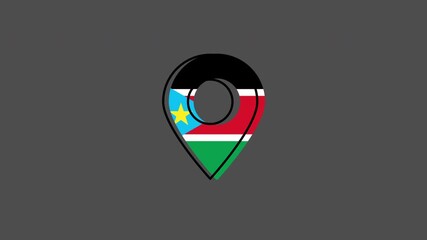South sudan flag pin bouncing on gray background