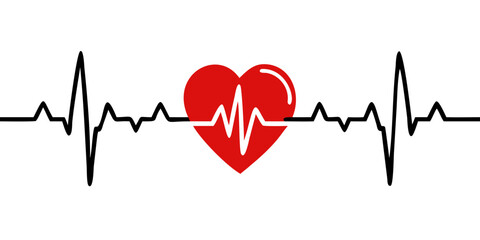 Heart pulse. Red and white colors. Heart beat monitor, cardiogram. medical background. for medical apps and websites. vector icon illustration