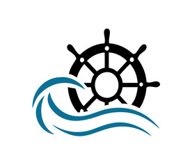 steering wheel / ship wheel icons set - Nautical symbols. Vector illustration