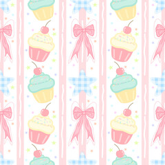 seamless background with cupcakes