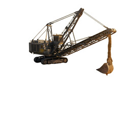 Excavator Isolated on Black Background