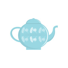 Elegant Blue Teapot with Floral Pattern Illustration