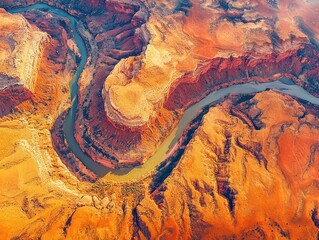 Grand Canyon River Winding Through Colorful Landscape