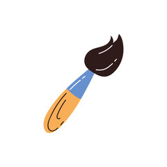 Simple hand-drawn illustration of an artist's paintbrush for creative hobby projects
