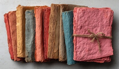 Stacked colorful handmade books