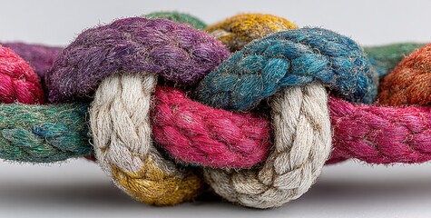 Close-up of colorful knotted ropes (1)
