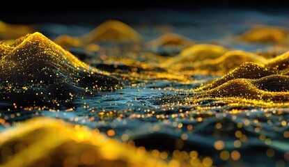 Golden, textured, digital landscape