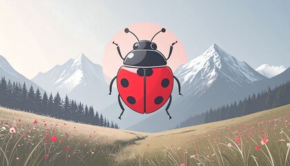 Ladybug in a mountain meadow