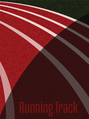 Running track poster with texture of rubber running line vector illustration
