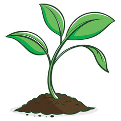 Young Green Plant Growing from Soil Nature and Agriculture Concept Illustration