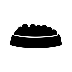 Stylized Black Silhouette of a Dog Food Bowl Filled with Kibble