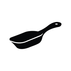 Silhouette of a black plastic scoop with a hanging hole on white