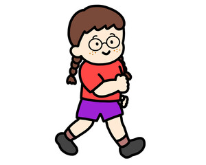 笑顔で歩く女の子