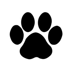 Simple Black Paw Print on White Background Showing Animal Loyalty and Love