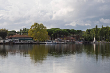Obraz premium view of Torre del Lago Puccini, fraction of Viareggio in province of Luca, Tuscany, Italy