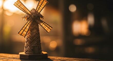 Obraz premium Mini windmill made of coconut leaves
