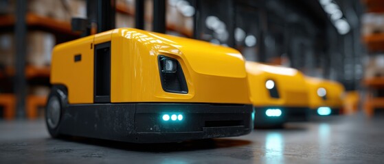 Fototapeta premium Autonomous vehicles operating around a digital warehouse for smart supply chains 