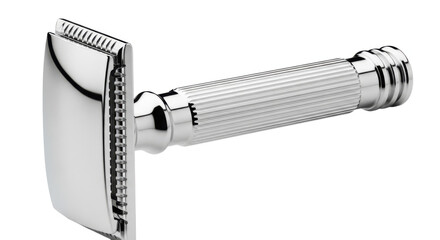 Classic chrome double edge safety razor for a smooth and precise shave isolated on transparent background