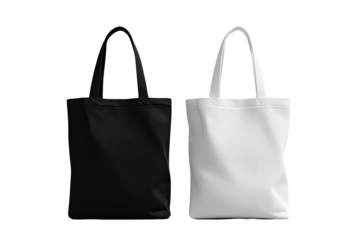 Two blank tote bags, black and white (1)