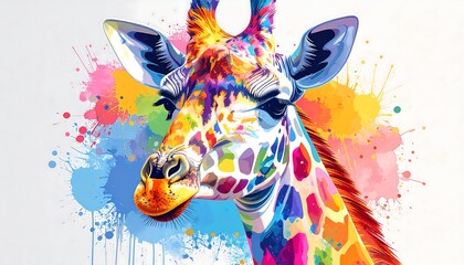 Colorful giraffe portrait
