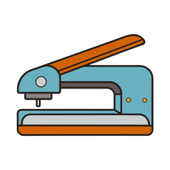 A simple blue and orange hole puncher on a transparent background