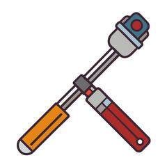 Stylized illustration of a welding torch and gas cylinder