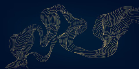 Fototapeta na wymiar Luxury abstract vector background, golden waves, elegant line texture, Japanese and oriental design. Premium wallpaper, poster, cover and stylish template