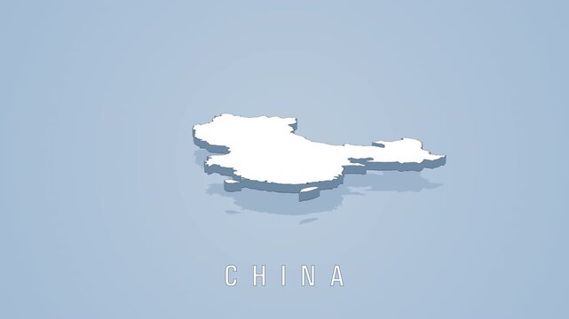 Rotating 3d map of china on blue background