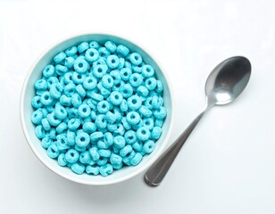 Blue cereal in a bowl
