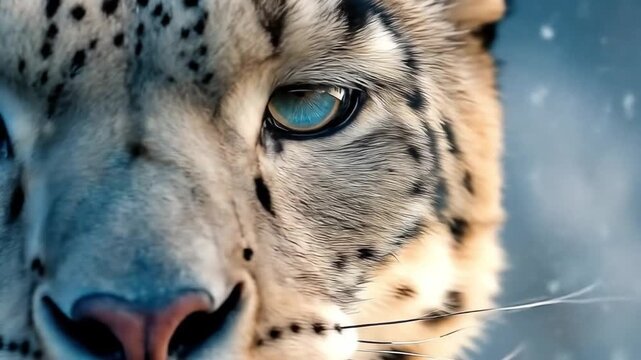 Closeup snow leopard eyes