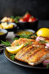 Grilled Mediterranean Fish with Lemon and Olive Oil Garnish
