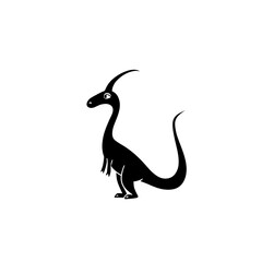 Fototapeta premium Parasaurolophus. Parasaurolophus simple black and white line art vector logo