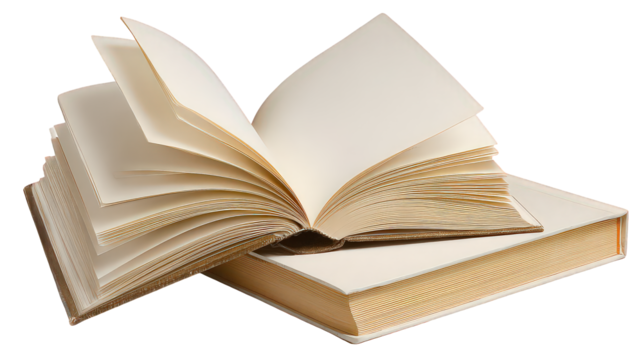 Open Book With Gold Embellishments On White Background