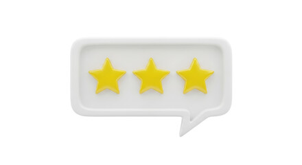 Isolated 3-star rating for feedback, review, satisfaction or customer experience