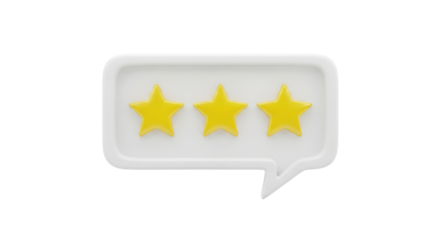 Isolated 3-star rating for feedback, review, satisfaction or customer experience