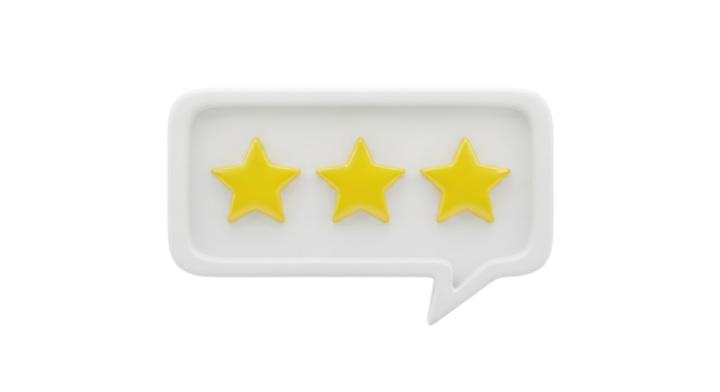 Isolated 3-star rating for feedback, review, satisfaction or customer experience