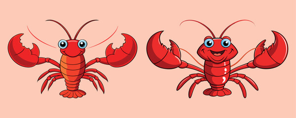 Cute Lobster Cartoon Character – Crustacean, Marine, Sea, Red, Funny, Cartoon, Seafood, Illustration, Animal, Cute, Icon, Vector, Flat, Happy, Water, Ocean, Character, Child

