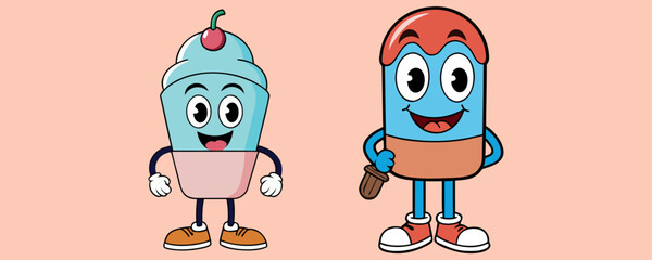 Cartoon Ice Cream Cup – Funny Food Character Illustration, Cute Ice Cream Flavor Vector Art, Child Friendly Cup Illustration, Happy Ice Cream Funny Clipart, Cool Cartoon Dessert Characters, Delicious 