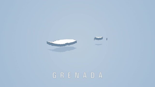 Grenada 3d map rotating on light blue background