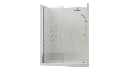 Isolated frameless shower enclosure with glass screen for bathroom modernization, renovation