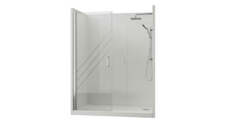 Isolated frameless shower enclosure with glass screen for bathroom modernization, renovation