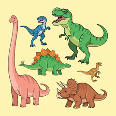 Cartoon Dinosaur Vector Illustration Collection