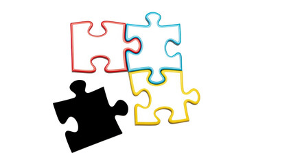 Isolated jigsaw pieces depicting solution, connection, partnership or missing element