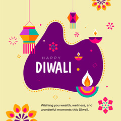 Creative Diwali Festival Background Template Design Vector Illustration	