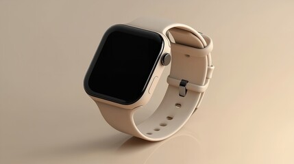 Sleek modern smartwatch with a blank screen and subtle lighting on a neutral background perfect for tech and lifestyle visuals, Generative AI.