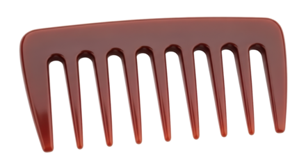 Isolated brown comb for hair styling, beauty salon tools or personal care accessories
