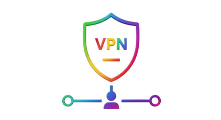 Isolated VPN symbol for secure internet access, shield to protect virtual private network