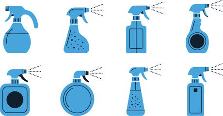 Spray bottle vector set cleaning product illustration icon