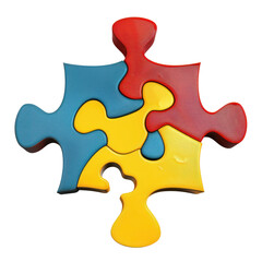 Obraz premium Colorful jigsaw puzzle piece with red blue and yellow