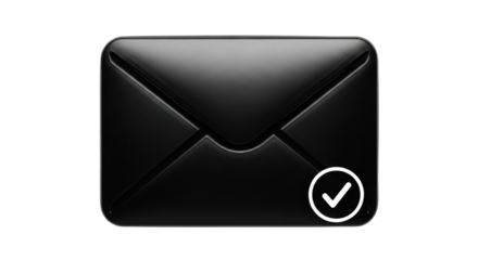 Isolated completed email, checked notification message design for online business icon